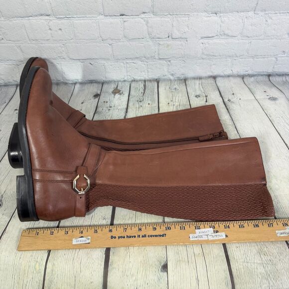 Cole Haan Riding Knee High Boots Size 9.5B Brown Equestrian Buckle Quiet Luxury - Picture 13 of 16